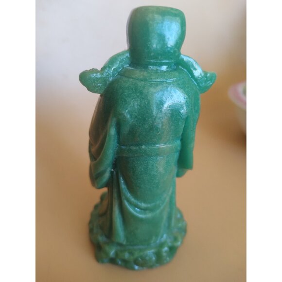 Green Chinese God Figurine Lu - Represents prosperity, success 4.5" - Picture 5 of 12